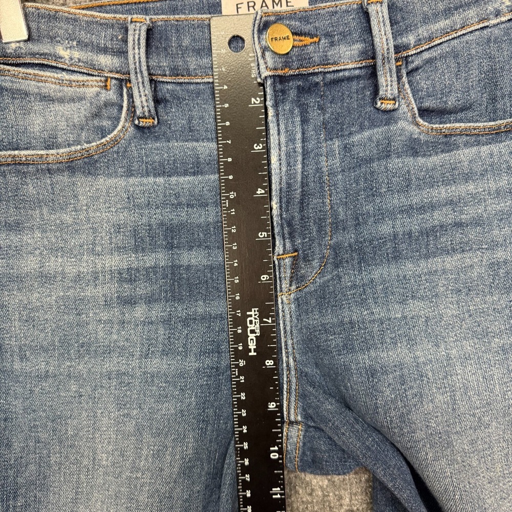 Frame Jeans Womens 26 Blue Le High Straight Raw Hem Medium Wash Cotton Stretch - Picture 9 of 16